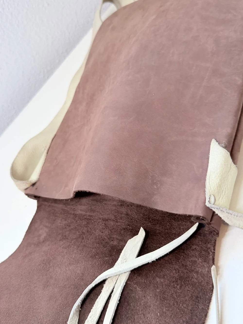 Handmade Leather Fringe Crossbody Bag Brown Cream Boho Western